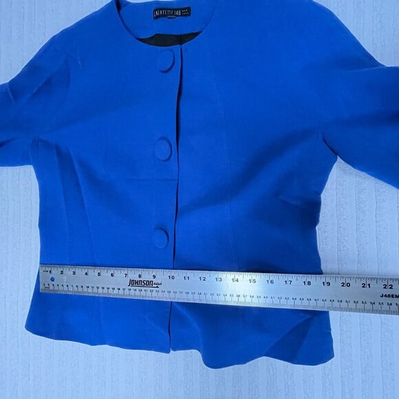 Lafayette 148 New York Womens Blue Virgin Wool Button-Front Career Jacket Blazer - Picture 8 of 9